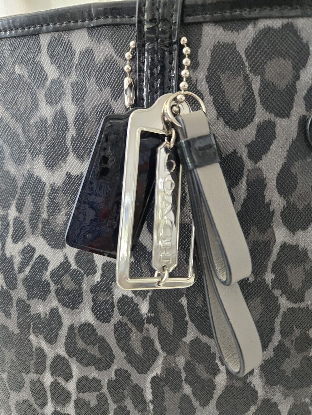 Coach Leopard Print Tote Bag | Black Gray Animal Print | Vintage - Picture 3 of 14
